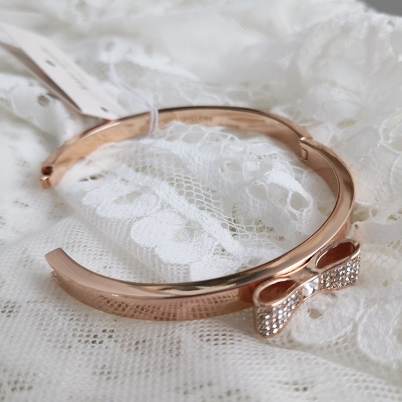 New Kate Spade Ready Set Bow Pave Bow Bangle Rose Gold w/ dust bag O0RU1567 $59 - Picture 5 of 5